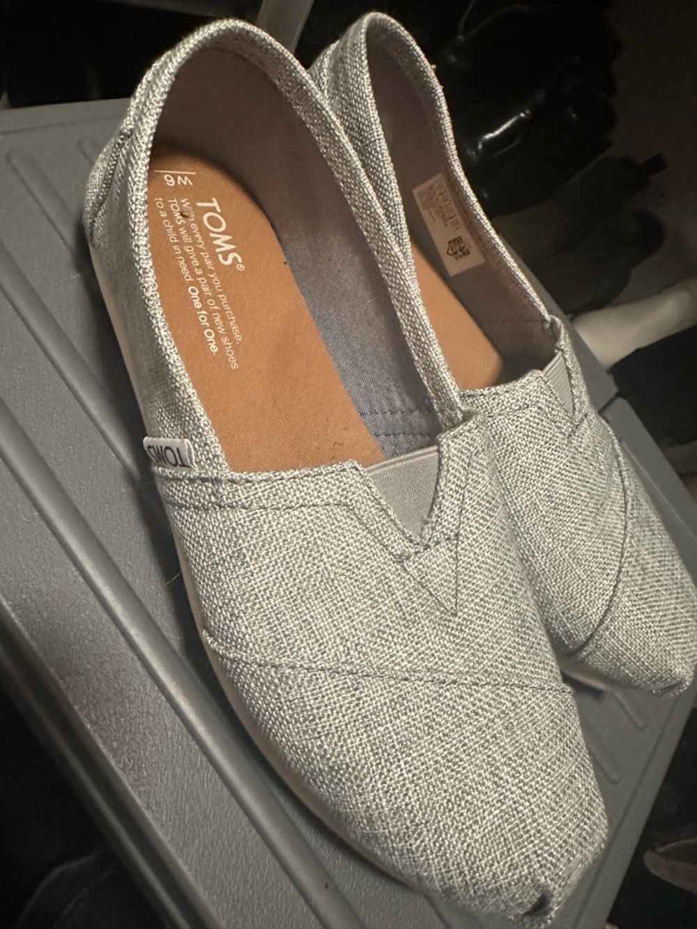 Toms Women's Slip-On Flats in Light Gray Canvas